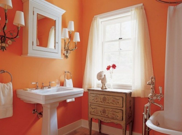 romantisches-orange-weiß-Badezimmer-Gardinen