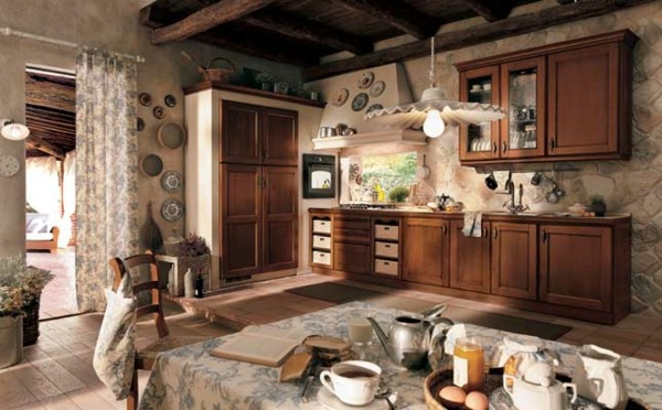 rustikale-italienische-Küche-Holzmöbel