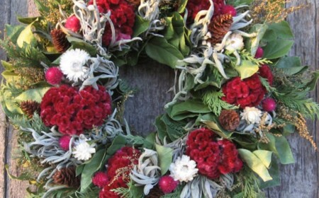 Adventskranz-Tür-basteln-Blumen