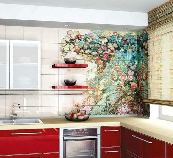 Art-Deco-Küche-blumen-wanddeko