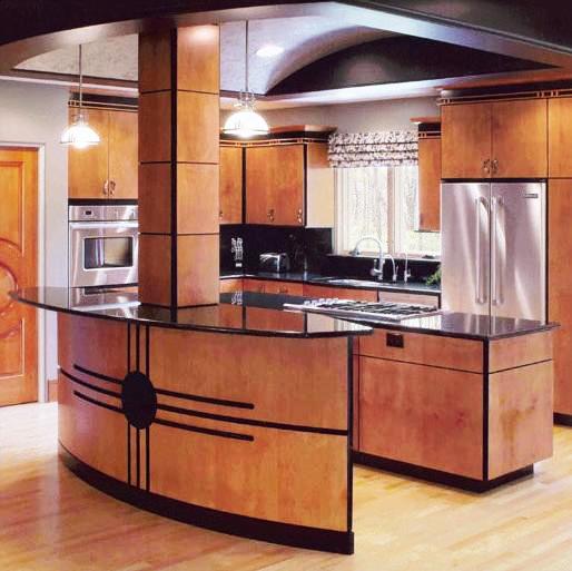 Art-Deco-Küche-braun-schwarze-geometrische-dekorationen
