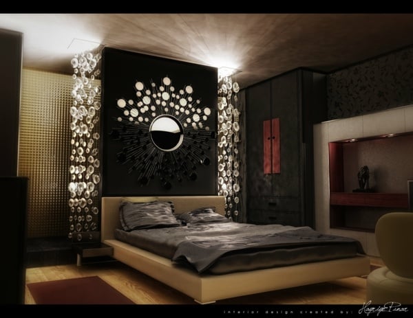 Beleuchtung-im-Schlafzimmer-kronleuchter-schwarz-deign