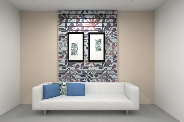 Blumenmuster-Tapeten-Wand-Wohnzimmer