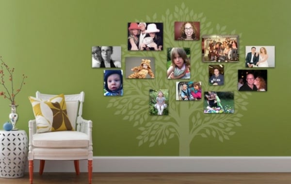 Familienfotos-an-die-Wand-familienbaum-grün