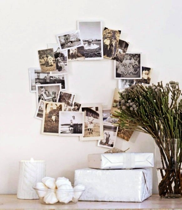 Familienfotos-an-die-Wand-kreisform ideen fotos aufhängen ohne rahmen