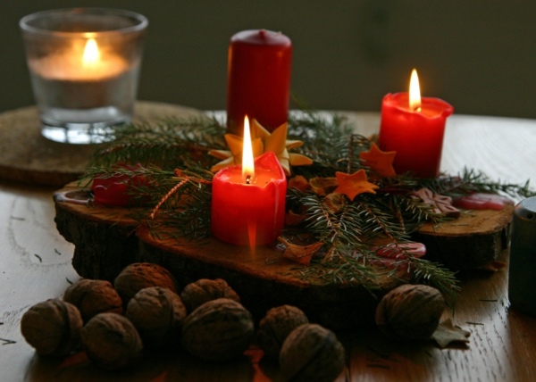 Holz-Kerzenhalter-Weihnachtsdeko-Nüsse
