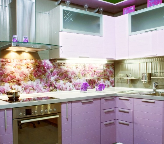 Küchenrückwand-Acrylglasfoto-rosa-küchenschränke