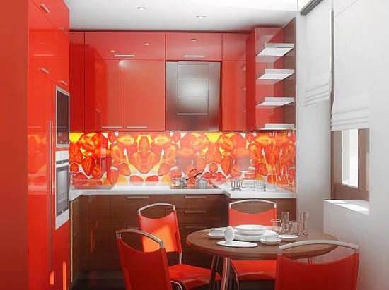 Küchenrückwand-erdbeeren-Acrylglasfoto-rote-schränke