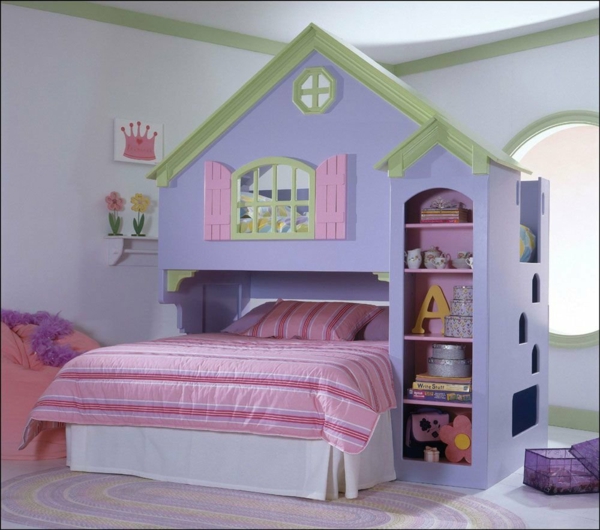 Kinderzimmer-Mädchen-Puppenhaus-Bett