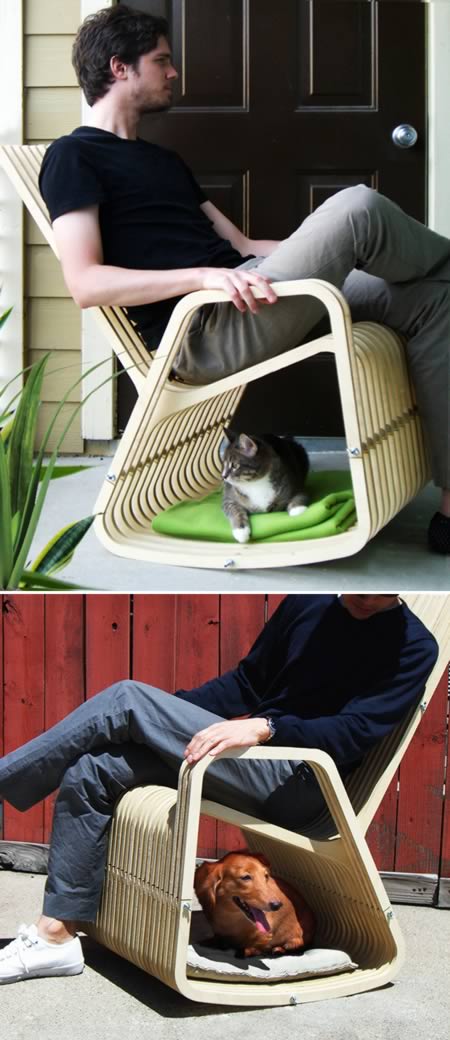 Möbel-Ideen-Haustier-schaukelstuhl-integrierter-hundehütte-Paul Kweton