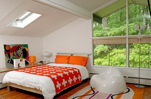 Orange-farbige-Akzente-Schlafzimmer
