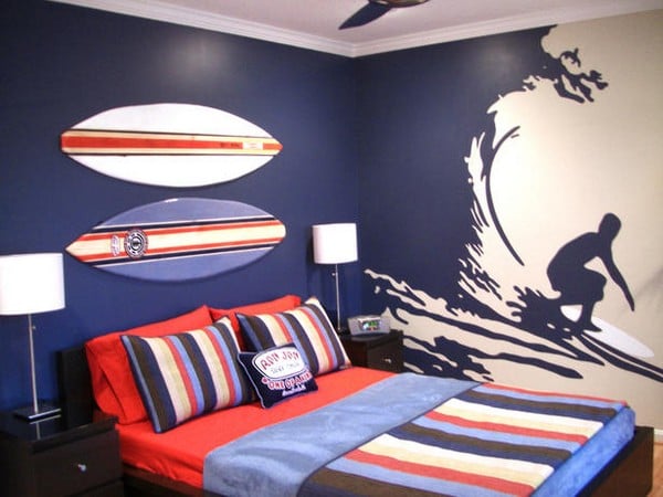 Surf-Wandtattoo-Teenager-Junge-Zimmer