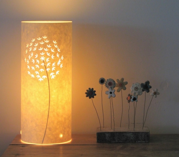 Tischlampe-aus-Papier-Blumenmuster