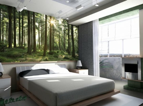 Wald-Fototapete-Wandgestaltung-Schlafzimmer