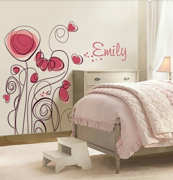 Wandtattoo-Blumen-Mädchenzimmer-Wandgestaltung