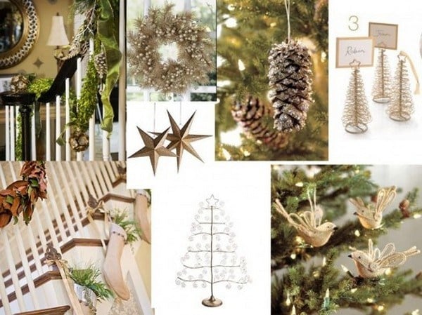 Weihnachtsdeko-Ideen-Papiervögel-goldene-Papiersterne-Treppen-Girlanden