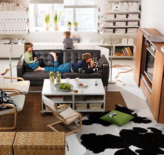 Wohnzimmer-Design-Ideen-IKEA-wohnwand-holz