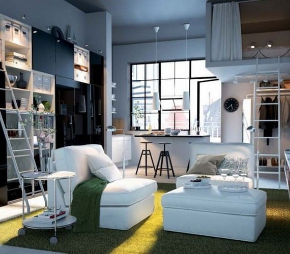 Wohnzimmer-Design-Ideen-IKEA-wohnwand-weiße-möbel