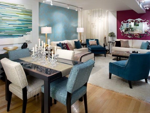 Wohnzimmer-Design-Ideen-blaue-schattierungen-leuchtende-farben