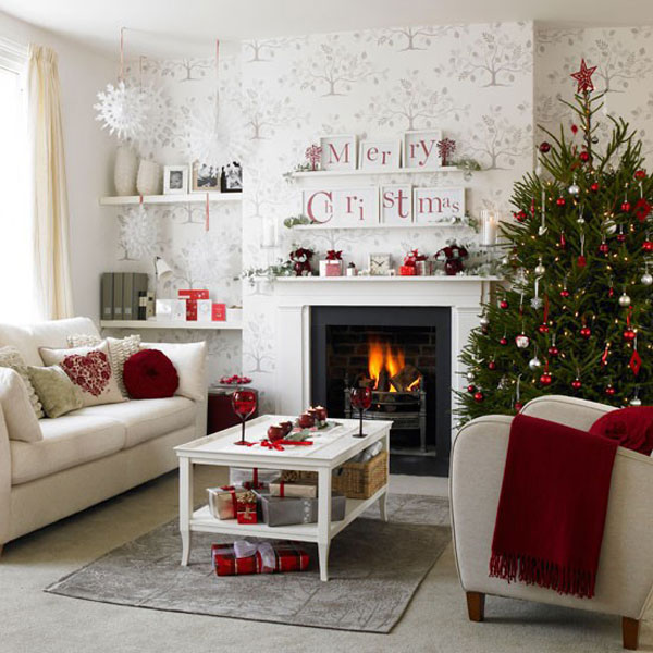 Wohnzimmer-weihnachtlich-dekorieren-weiß-und-rot