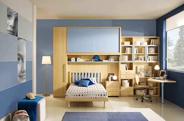 blaue-Streifen-Jugendzimmer-Design-Idee