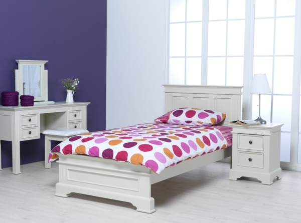 elegantes-lila-Schlafzimmer-Design-Hochbett