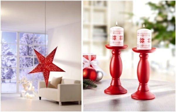 festlich-rote-Weihnachtsdeko-Ideen-papiersterne-kerzenständer