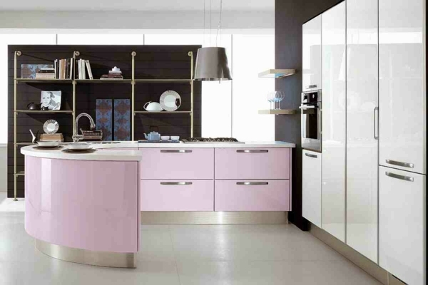 halbrunde-Kücheninsel-rosa-Farbe