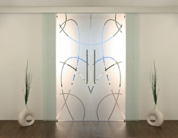 moderne-Glasschiebetür-Vasen-Eingang-Deko