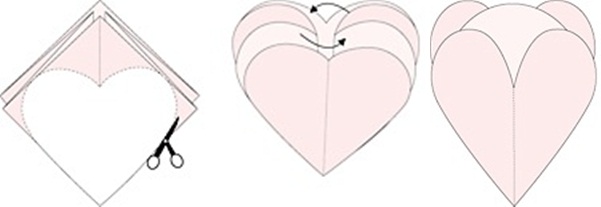 Bastelideen Valentinstag herzenförmige süßigkeitentüten falten vorlagen