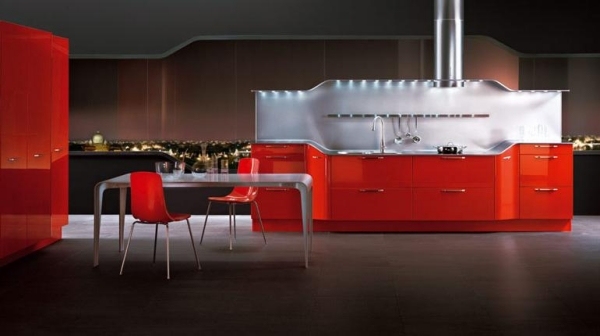 Moderne Kücheneinrichtung – Ideen für rote Küche