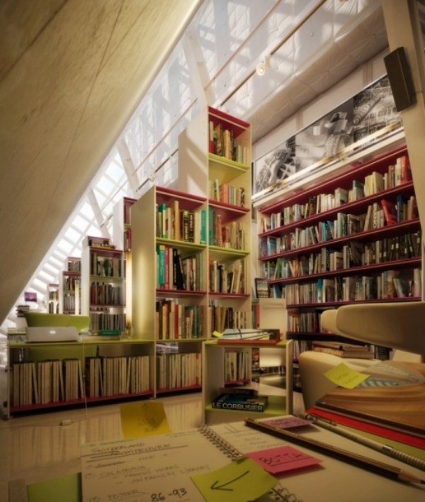 Haus-Bibliothek modulares regal system bunte farben