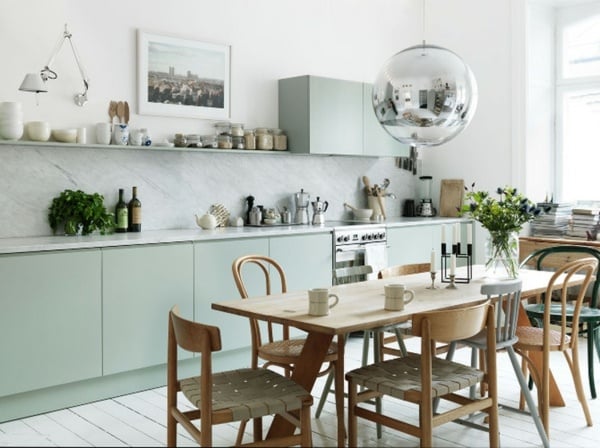Küchen-pastellgrüne-Küchenschränke