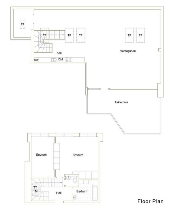 Maisonette-Wohnung-moderne-innenarchitektur-plan