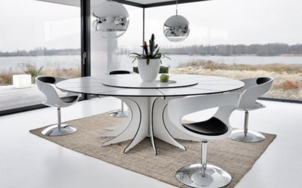 Moderne-Esszimmermöbel-Ideen-weißer-runder-esstisch