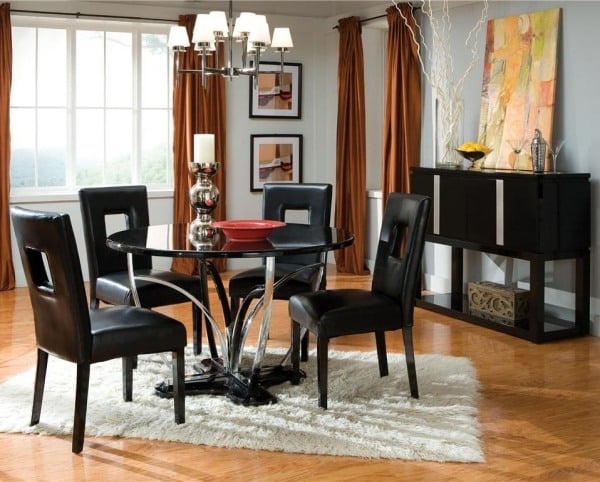Moderne-Esszimmermöbel-schwarze-stühle-esstisch-schwarze-platte