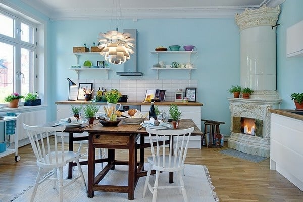 Küchen Design Papierlampe Essplatz skandinavische Möbel