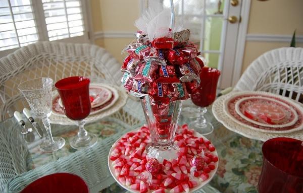 Tischdeko Valentinstag snickers bouquet