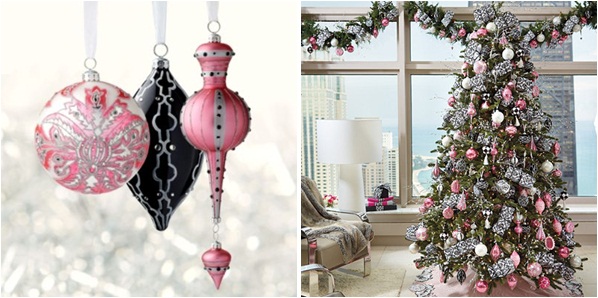 Weihnachtsbaumschmuck-ideen-rosa-schwarz