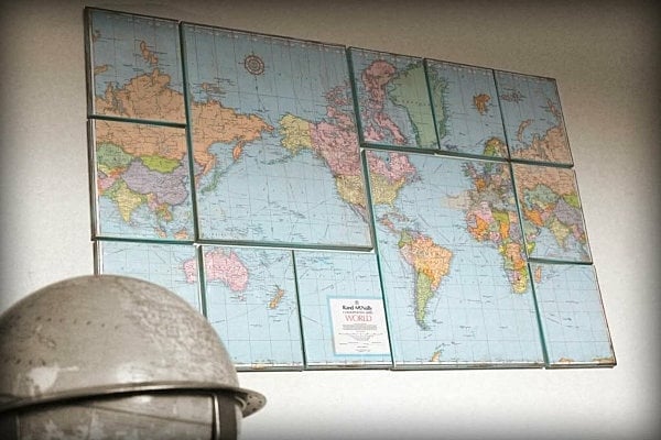 Weltkarte-Wand-Deko-Idee