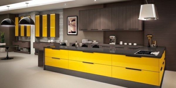 elegante-gelbe-Küche-retro-Stil
