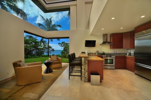 hawaii-Luxus-Residenz-offene-küche-glaswände