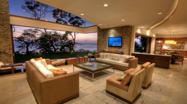 hawaii-Luxus-Residenz-wohnzimmer-natursteinwand