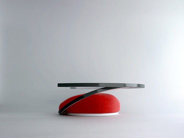 Rote minimalistische Armsessel Paszcza Wamhouse