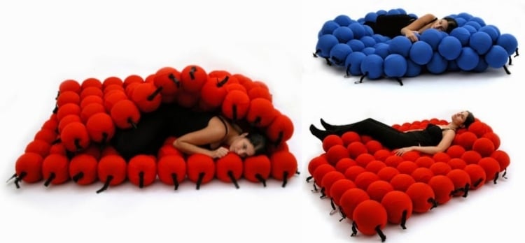 kreative Betten -design-baelle-faser-stoff-zusammengebunden-innovativ-unkonventional