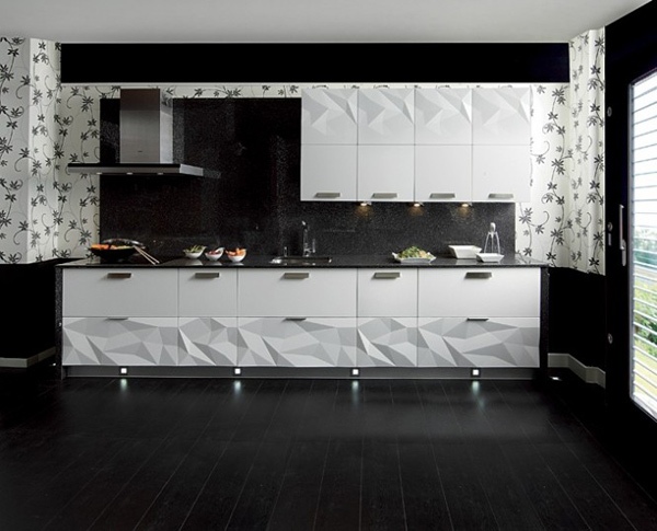 küchendesign schränke weiß dekoration rechteckige brüche boden holz