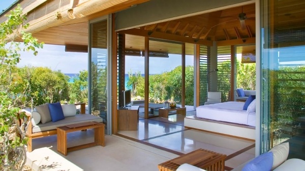 amanyara resort pavillon wohnzimmer glanz boden dach holz