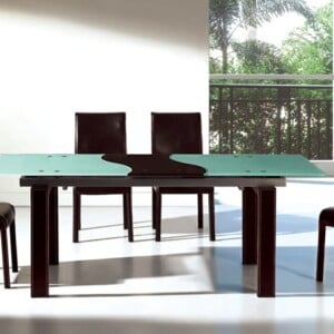 moderne esszimmermöbel holz leder braun glas matt tischplatte ausziehbar