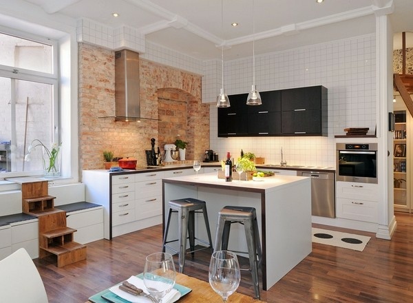 Küchen Design - Natursteinwand in der Küche