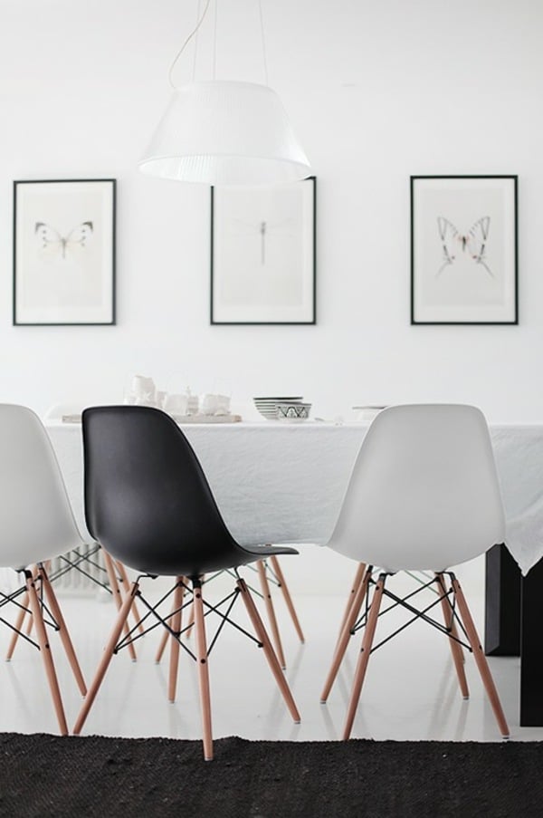moderne-schwarz-weiße-Stühle-Esszimmer-Design-Idee